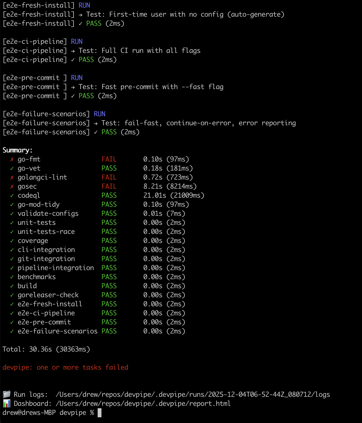 Terminal output showing parallel task execution